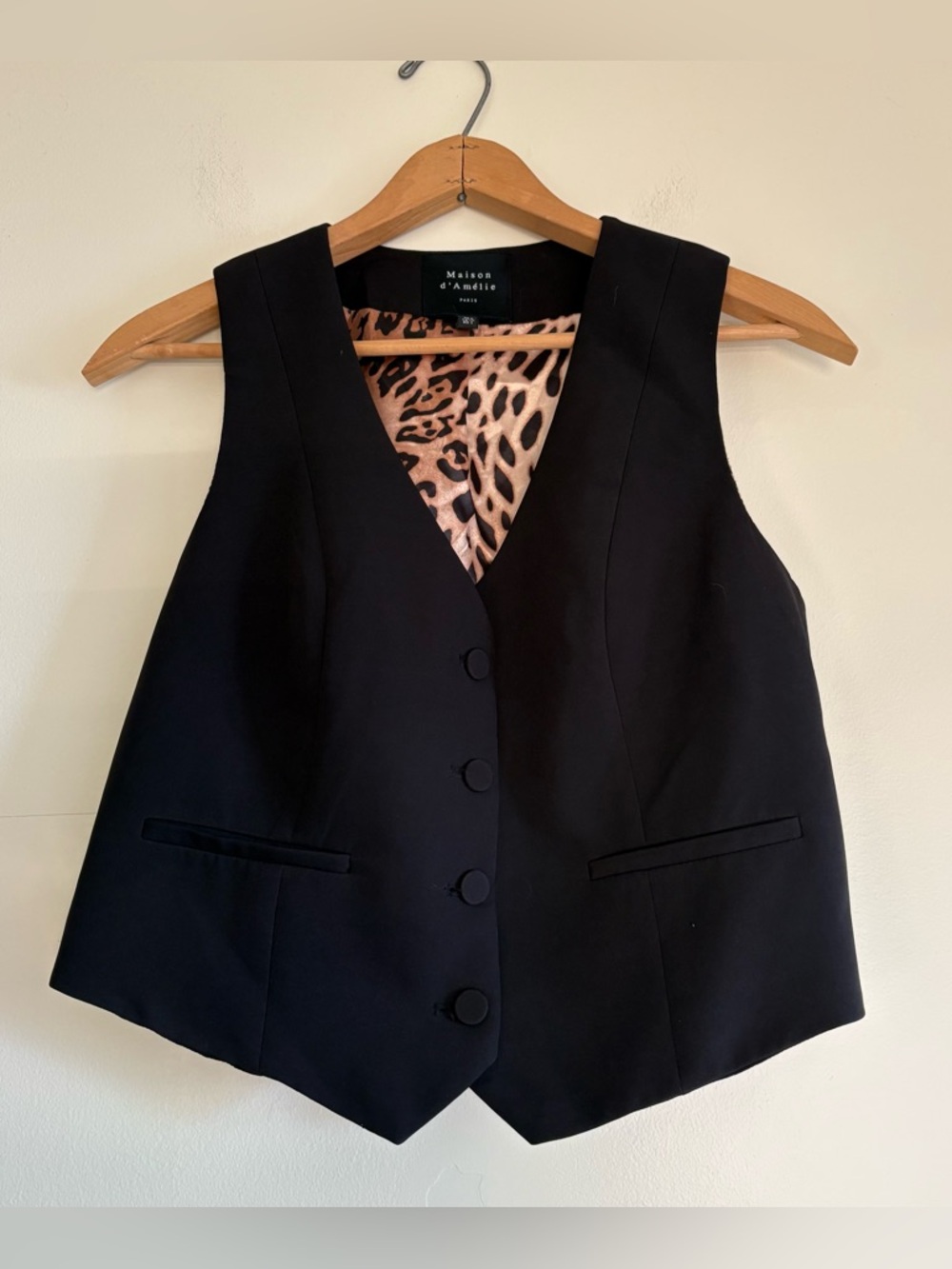 Black button up vest, Maison d'Amelie, size S